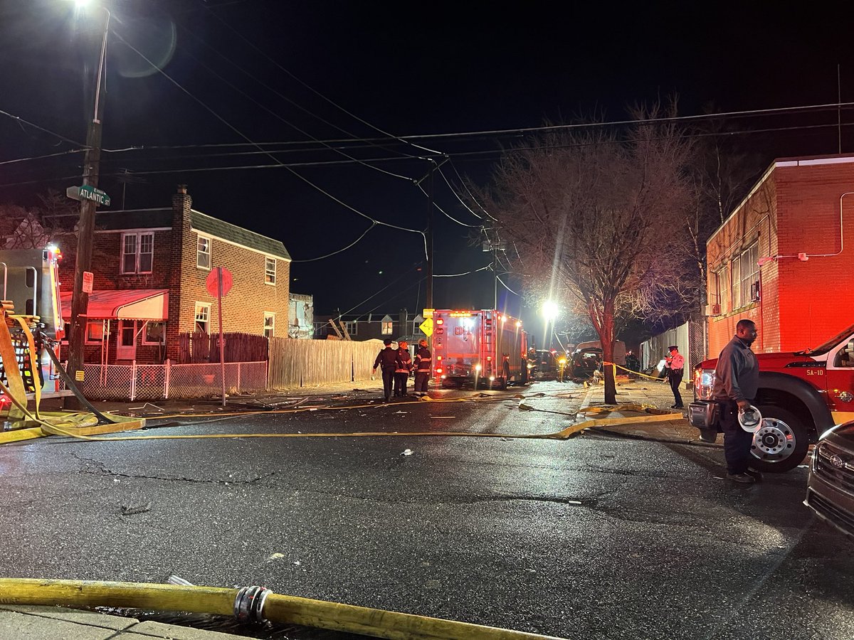 Scene of a house explosion in Port Richmond. At least three people taken to the hospital, Fire officials say a leak inside a home caused the explosion. Several homes have been leveled, cars blasted across the street 