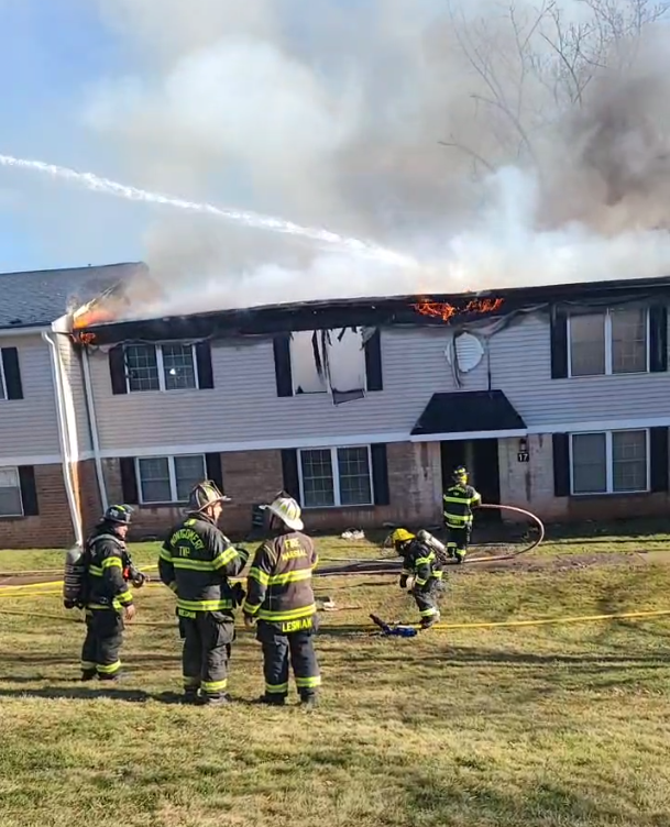 2nd Alarm struck- Hatfield Twp. Montgomery Co.  (Brookside Apt) Cowpath Rd and Whitemarsh Ln.   Bulk of the fire knocked. Master stream in service
