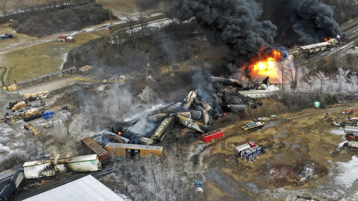 Crews release toxic chemicals from derailed tankers near Ohio-Penn. border