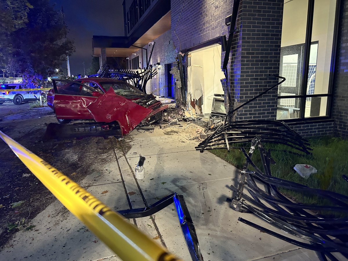 Mariana Bracetti Academy Charter School will still open as planned this morning after a driver crashed into the building though it will be a half-day, officials confirmed with NBC10. This photo from photojournalist JR Smith shows the damage.