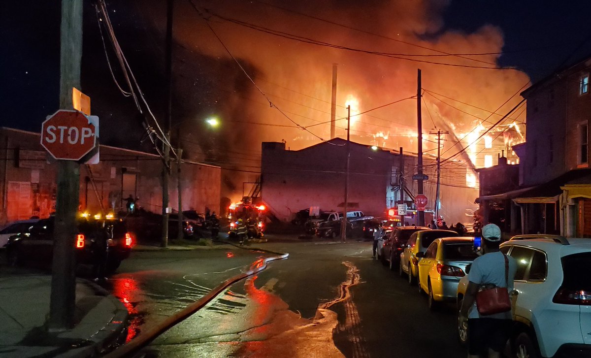 3 alarm fire in the Frankford section of Philadelphia, on Adams avenue ...