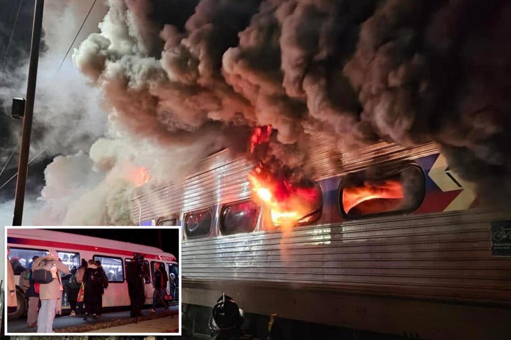 Hundreds of passengers flee Pennsylvania SEPTA train as it bursts into flames