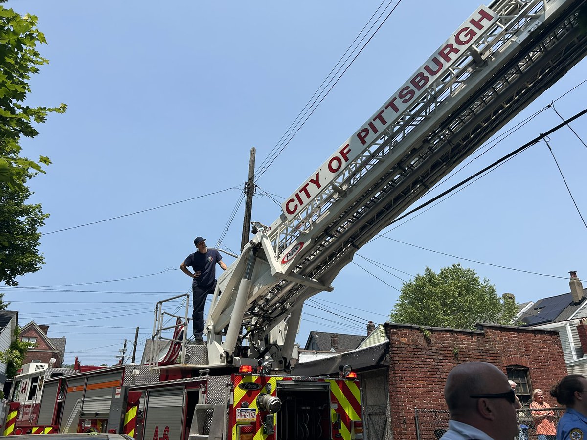 Police, Fire, and EMS responded for a tree pruner dangling inverted from a waist harness about 30 feet above the ground in the 200 block of Amboy St. Rescue crews used a ladder truck and patient harness and a rope lowering system to bring him safely to the ground before 2 p.m