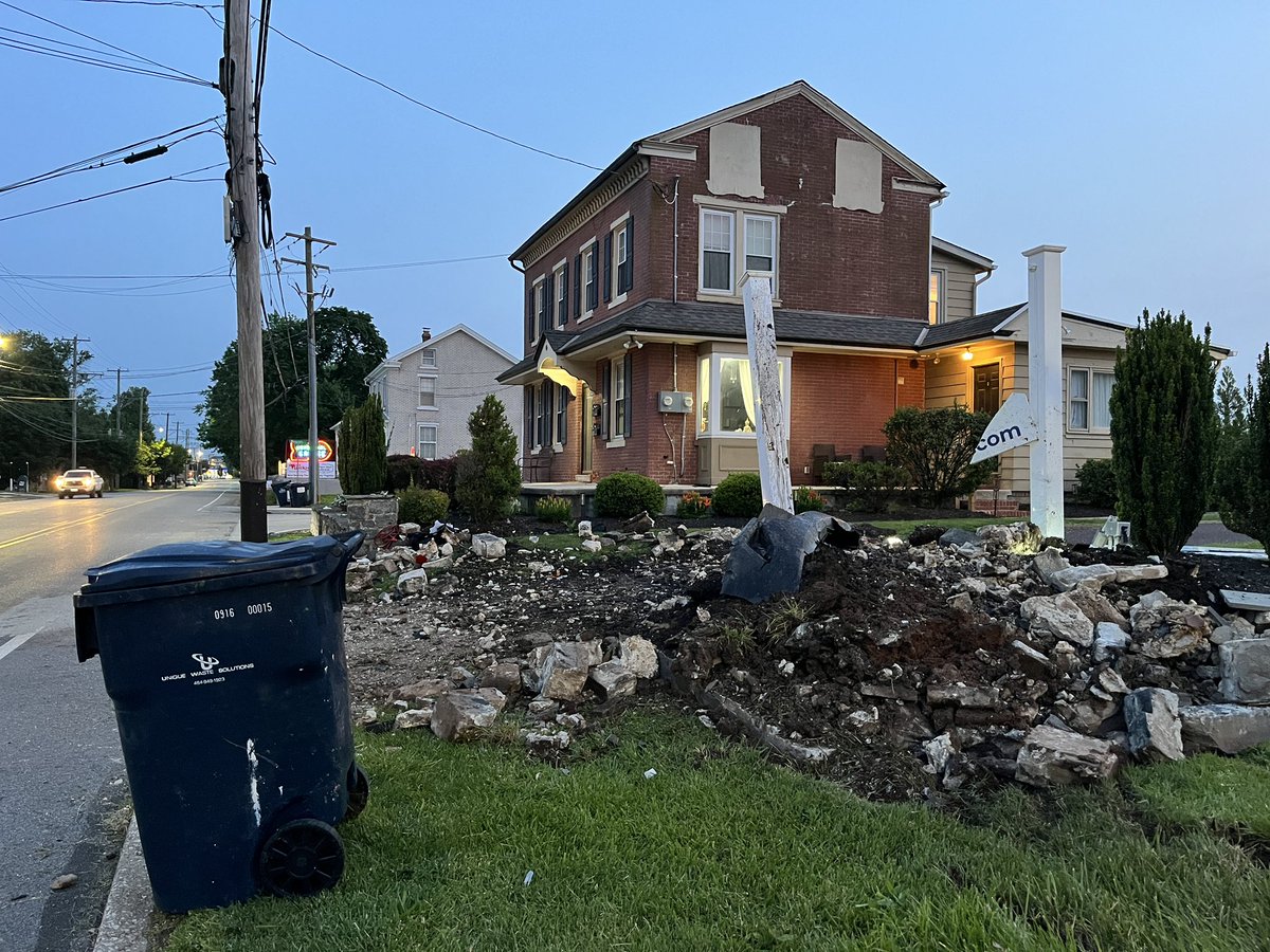One person is dead and two others are injured after a police chase leads to a deadly crash along Ridge Pike near Moscariello Ln. in Limerick Twp. The car destroyed this sign and a section of the stone retaining wall in front of this hair salon 