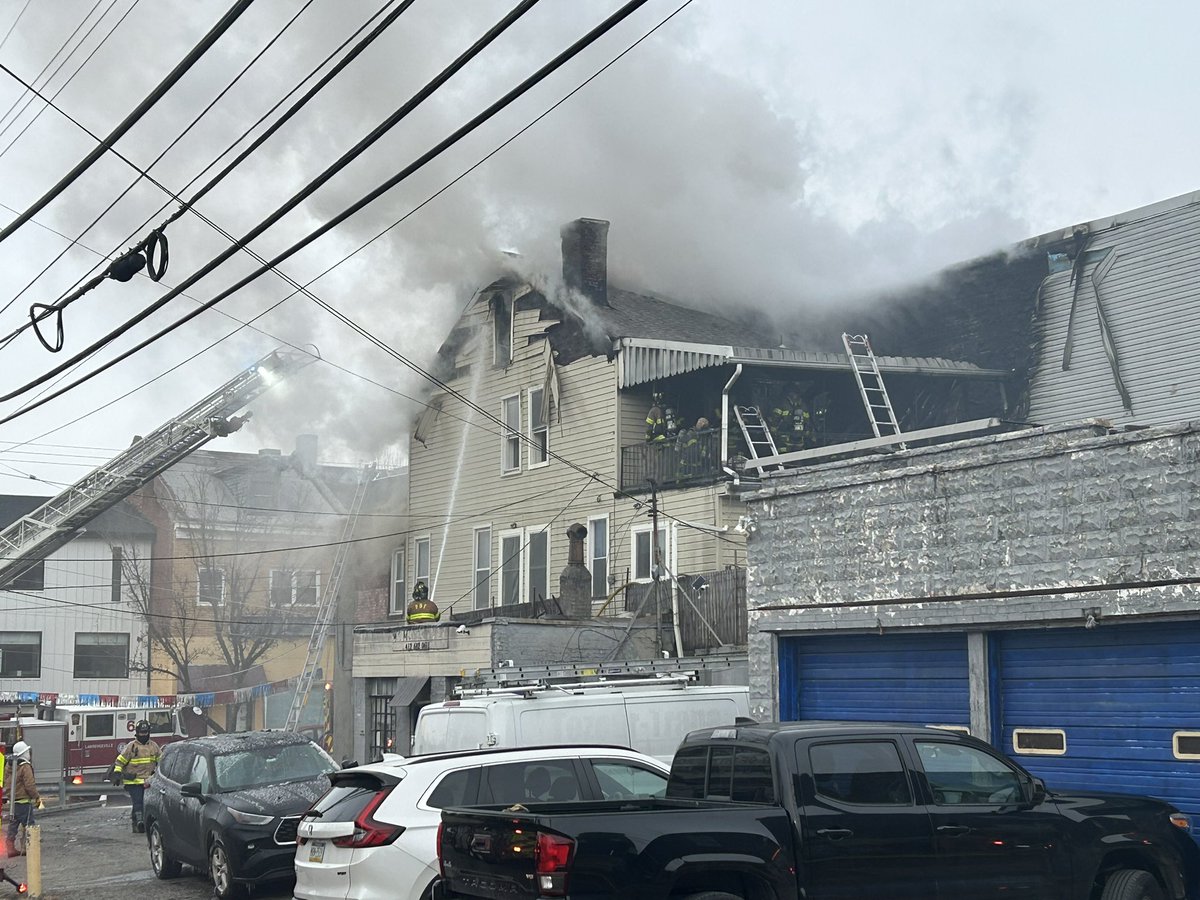 Pittsburgh firefighters are battling a three alarm fire in the 4000 block of Penn Avenue. There are no injuries at this time.  Five adults and two children have been displaced by the fire. Red Cross has been notified. Fire investigators are on scene