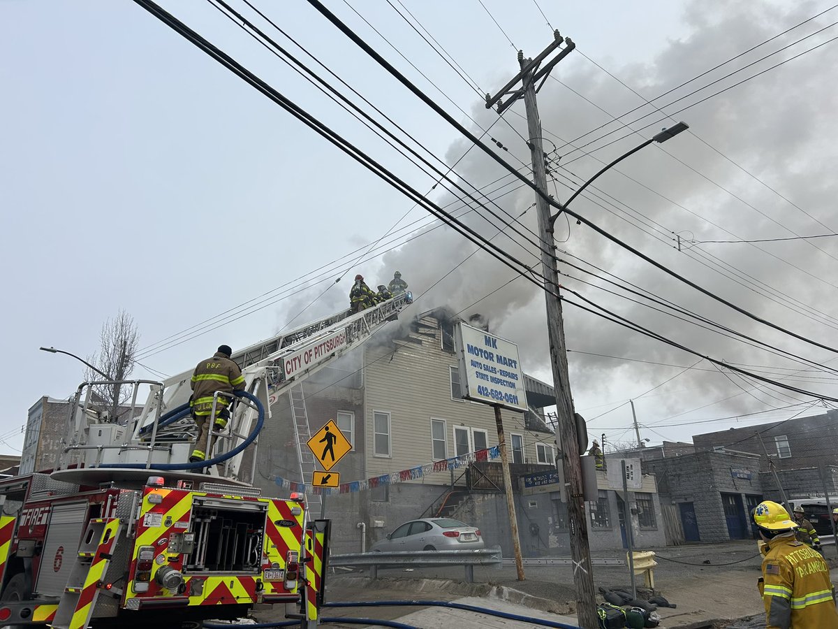 Pittsburgh firefighters are battling a three alarm fire in the 4000 block of Penn Avenue. There are no injuries at this time.  Five adults and two children have been displaced by the fire. Red Cross has been notified. Fire investigators are on scene