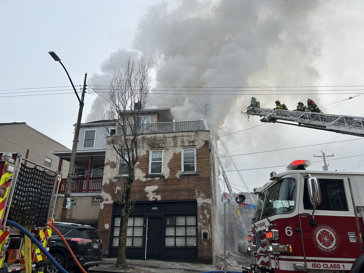 Pittsburgh firefighters are battling a three alarm fire in the 4000 block of Penn Avenue. There are no injuries at this time.  Five adults and two children have been displaced by the fire. Red Cross has been notified. Fire investigators are on scene