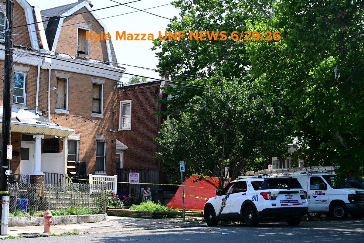 Philadelphia Police maintain a crime scene cordon at a home after the FBI conducts a two-day operation on the 400 block of West Chew Avenue in the Olney neighborhood in Philadelphia, Pennsylvania,