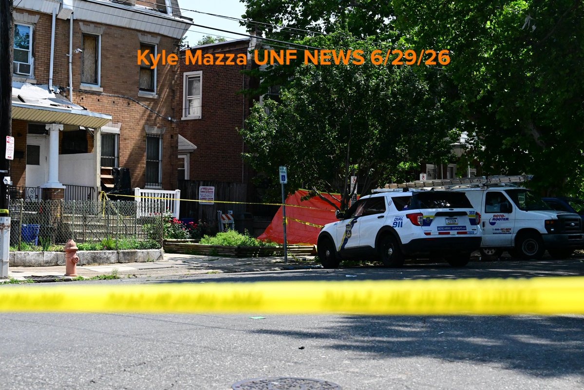 Philadelphia Police maintain a crime scene cordon at a home after the FBI conducts a two-day operation on the 400 block of West Chew Avenue in the Olney neighborhood in Philadelphia, Pennsylvania, 