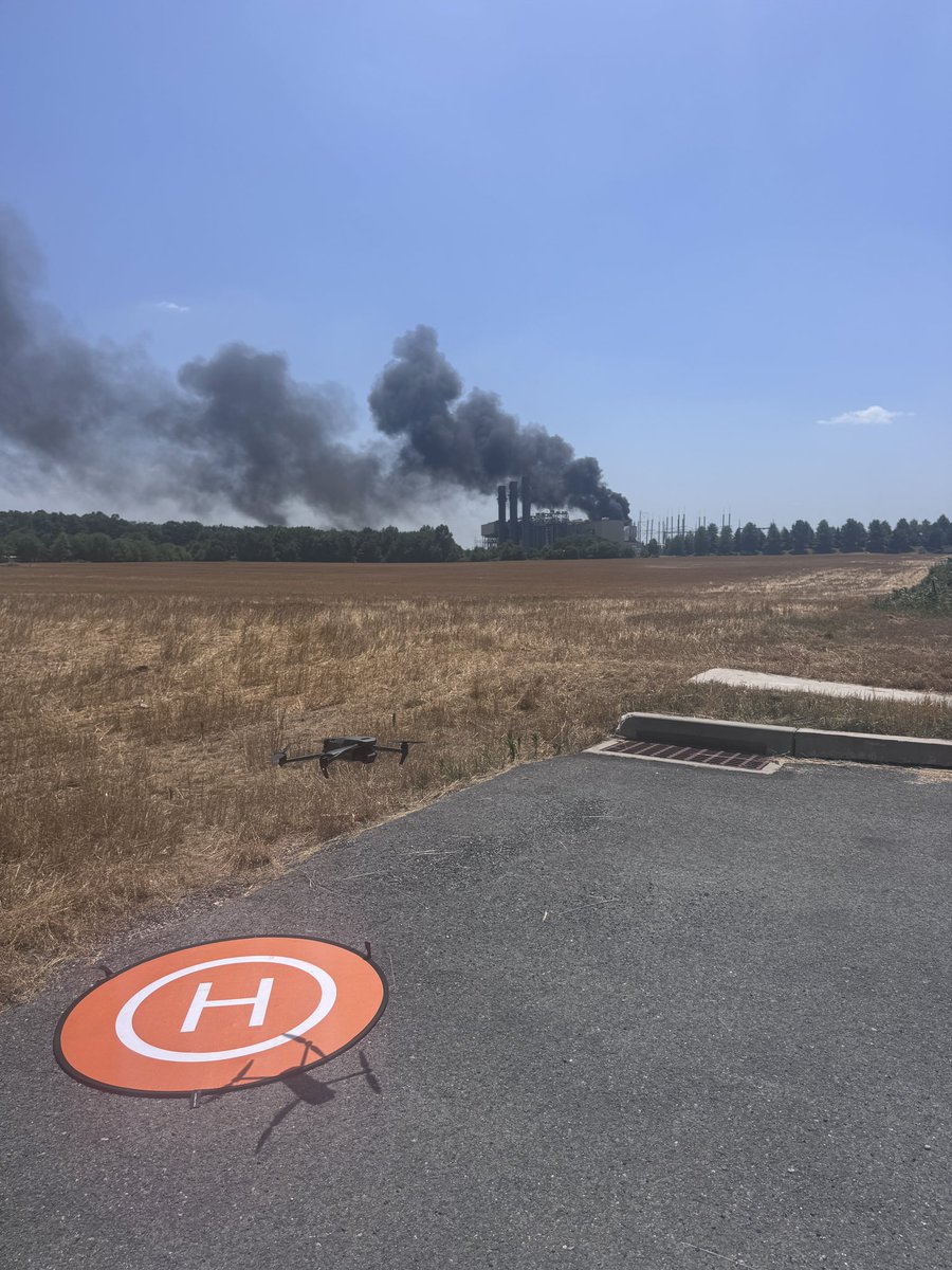 Smoke continues pouring from the power plant on Hunterstown Road.