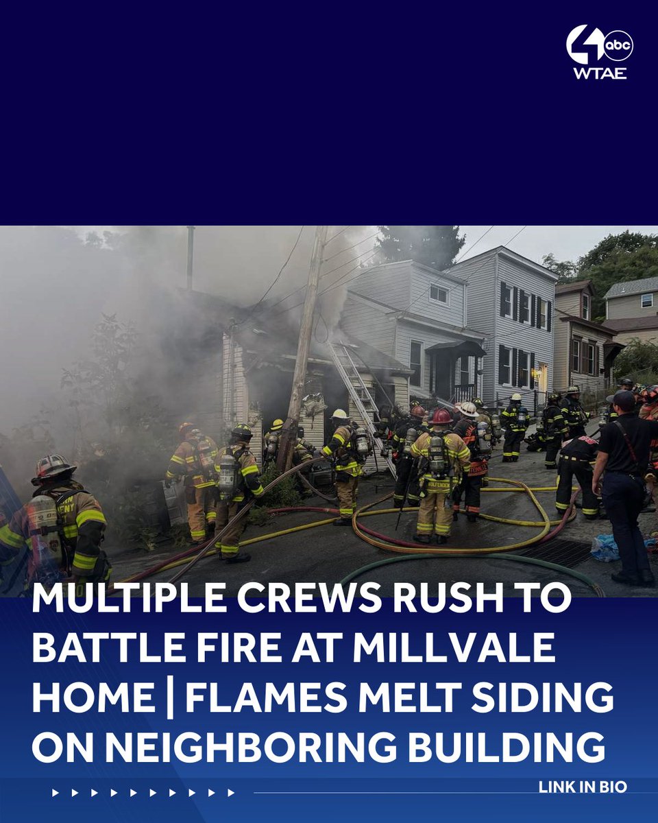Multiple crews rush to battle fire at Millvale home   Flames melt siding on neighboring building